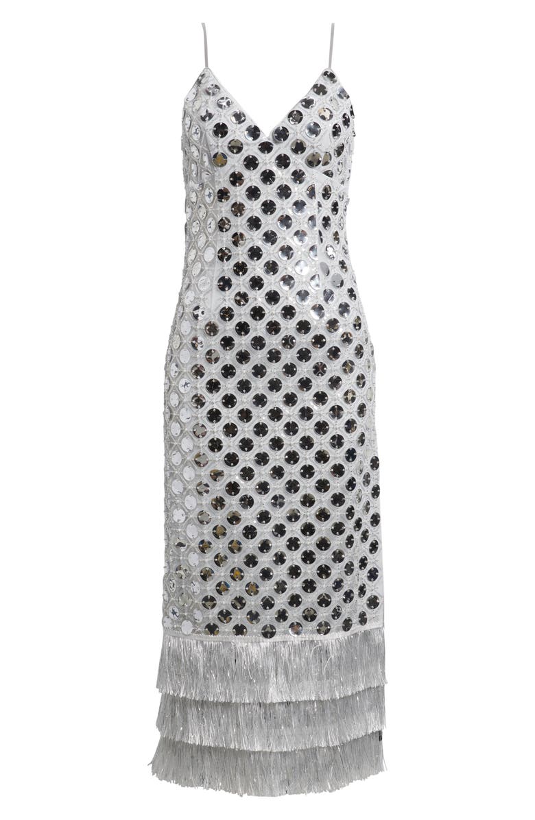 Saylor Suni Sequin Fringe Cocktail Dress, Alternate, color, Platinum