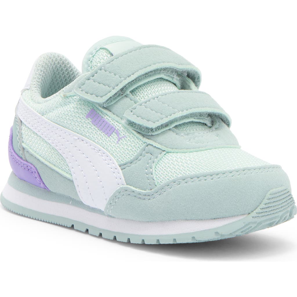 Puma Kids' St Runner V4 Mesh Sneaker In Peaceful Blue- White Mint