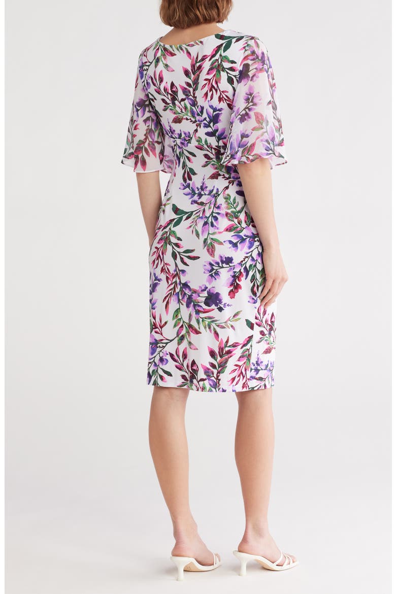 Flutter Sleeve Faux Wrap Minidress, Alternate, color, IVORY/BERRY