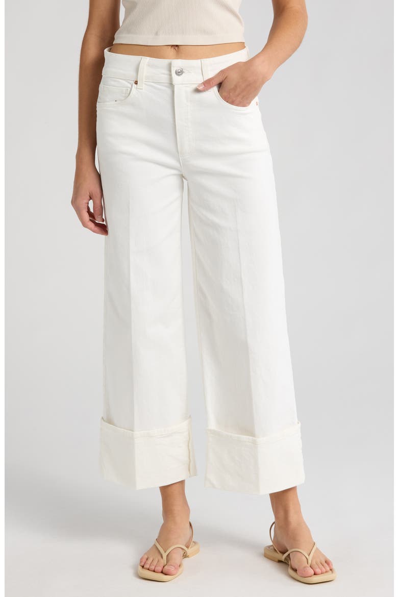 Sasha Cuff High Waist Ankle Wide Leg Jeans, Main, color, TONAL ECRU