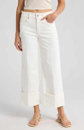 PAIGE Sasha Cuff High Waist Ankle Wide Leg Jeans
