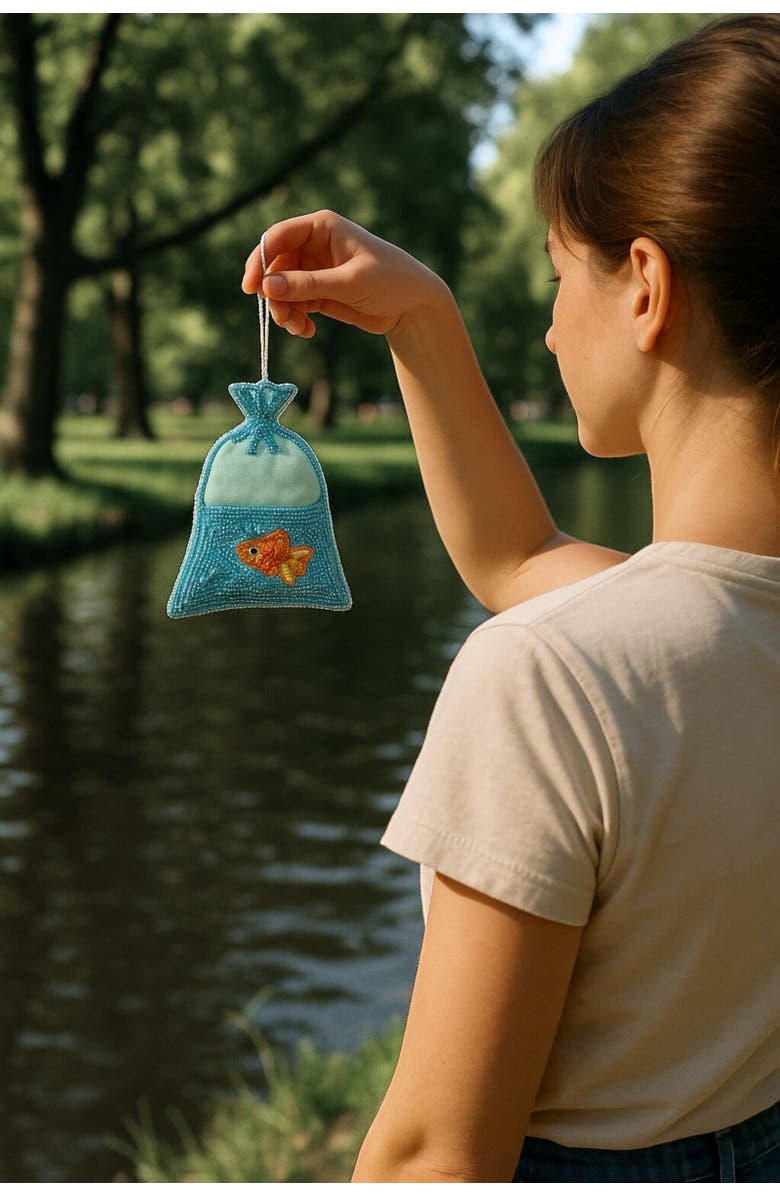 Pillowpia Carnival Fish Ornament, Alternate, color, Aquarium Blue