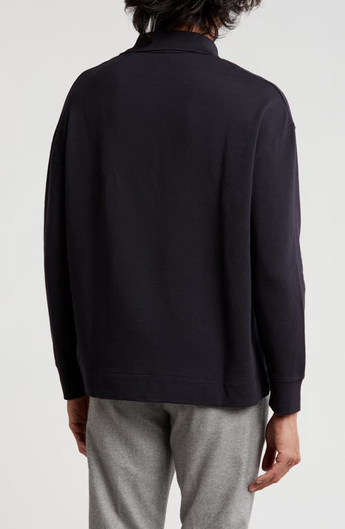 Shop Vince Long Sleeve Cotton Rib Polo In Coastal