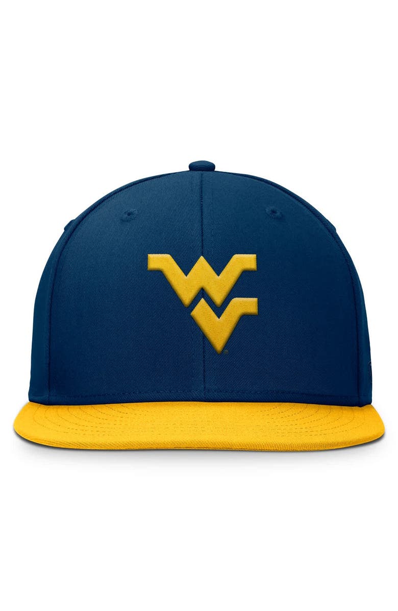 TOP OF THE WORLD Men's Top of the World Navy West Virginia Mountaineers Fundamental Snapback Hat, Alternate, color, Navy