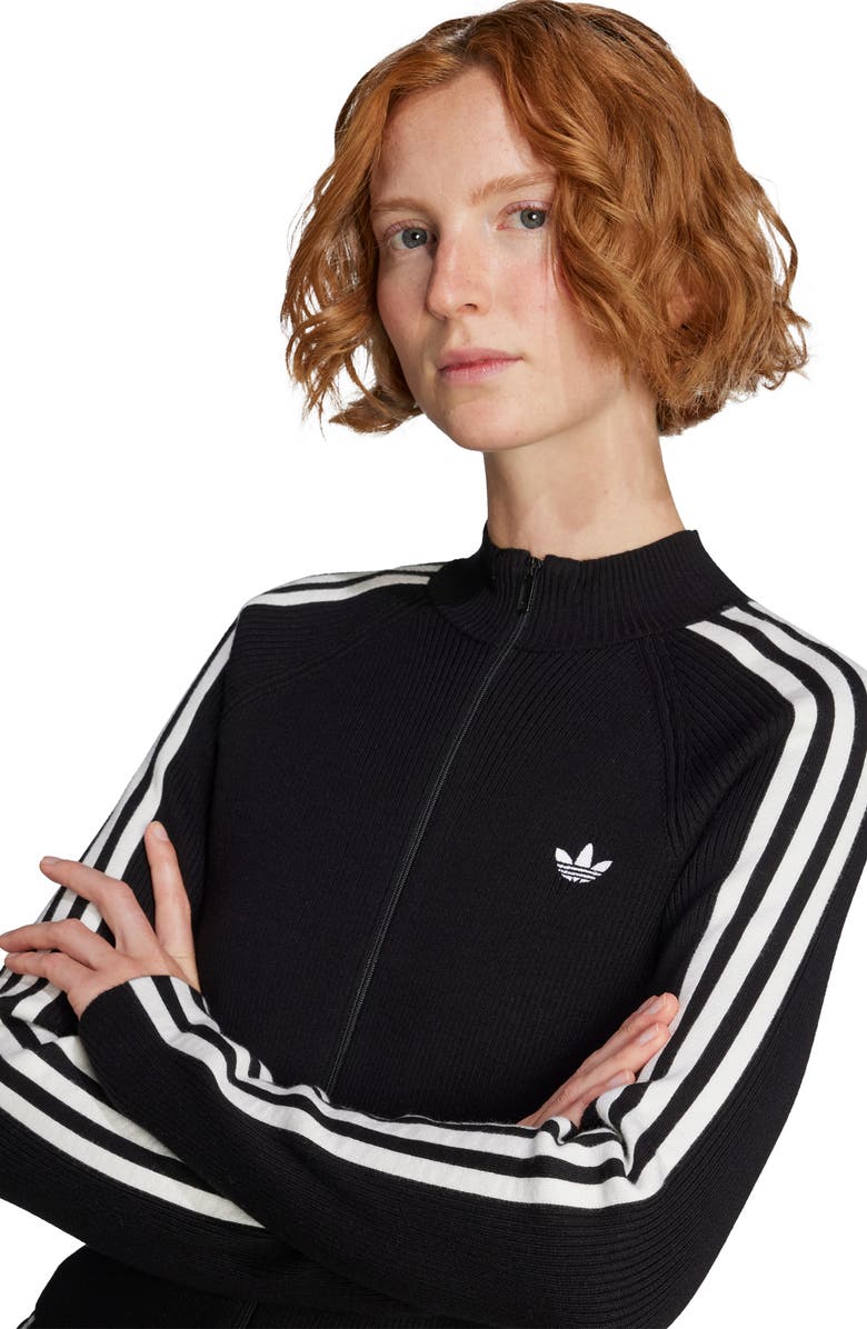 adidas 3-Stripes Slim Knit Track Jacket, Alternate, color, 
