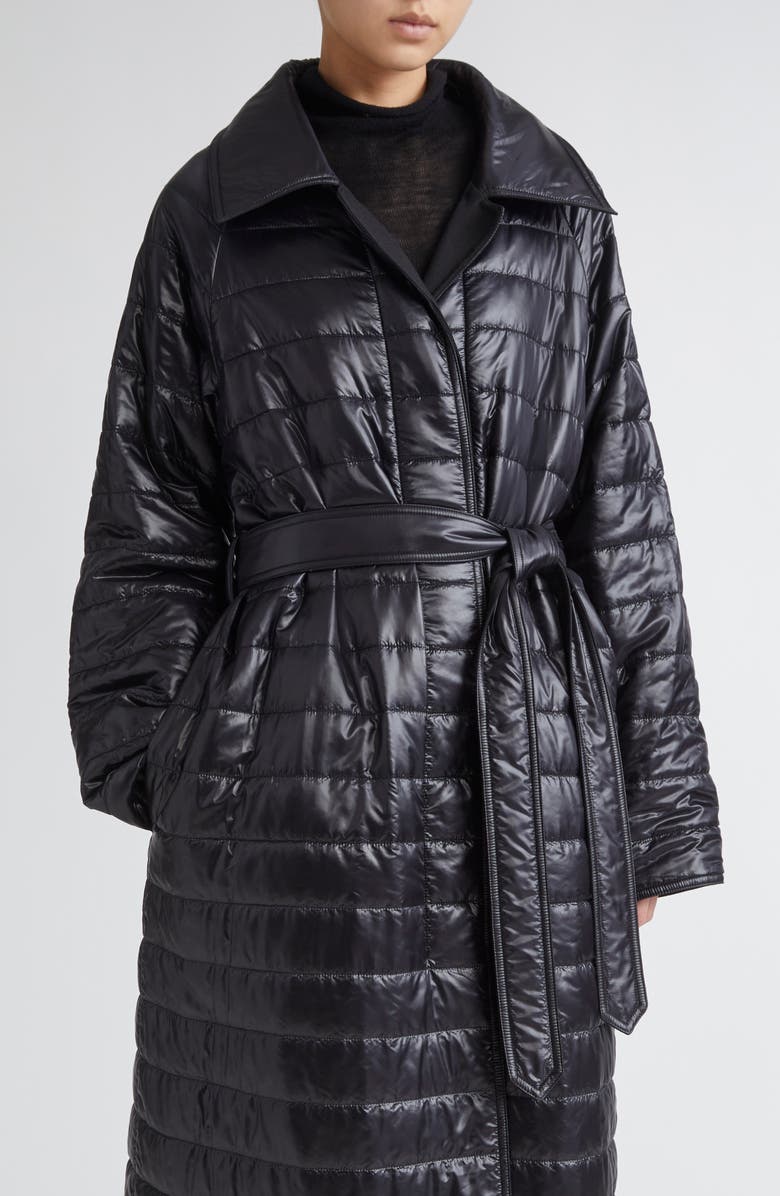 Herno Belted Reversible Fluid Wool Blend Gabardine & Nylon Ultralight Trench Coat, Alternate, color, Nero