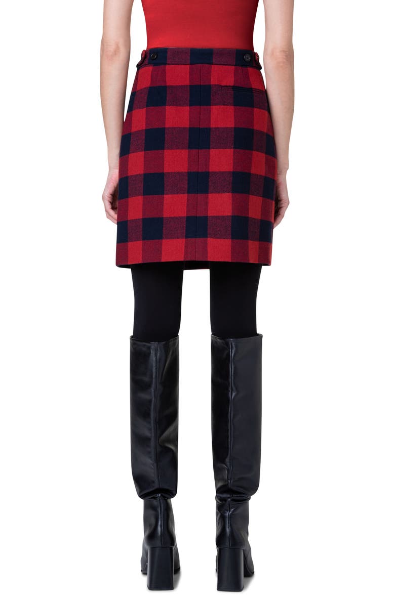 Akris punto Buffalo Plaid Wool & Cotton Wrap Skirt, Alternate, color, 