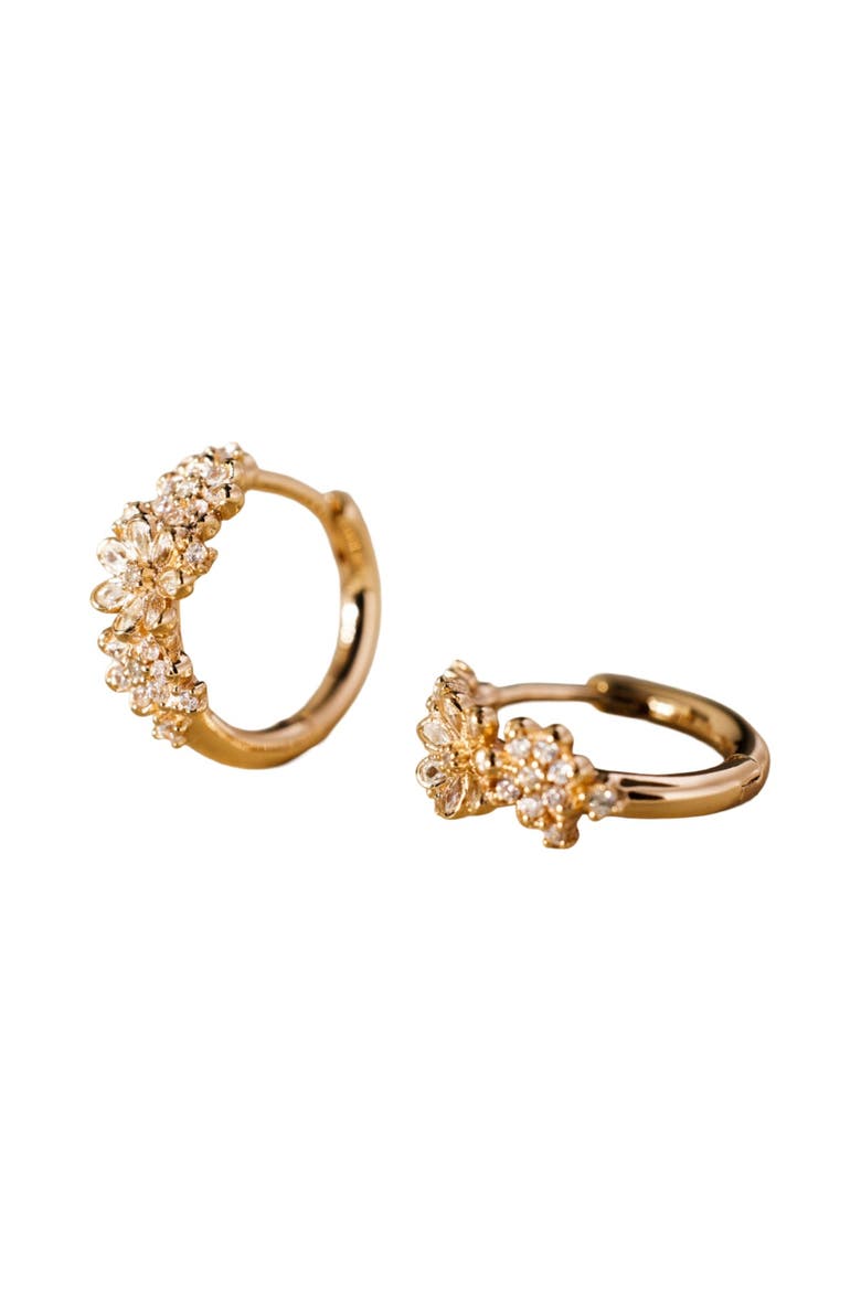 Flora Luxe Huggie Hoop Earrings, Alternate, color, Gold Vermeil