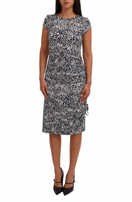 CYRUS Printed Rib Cap Sleeve Dress
