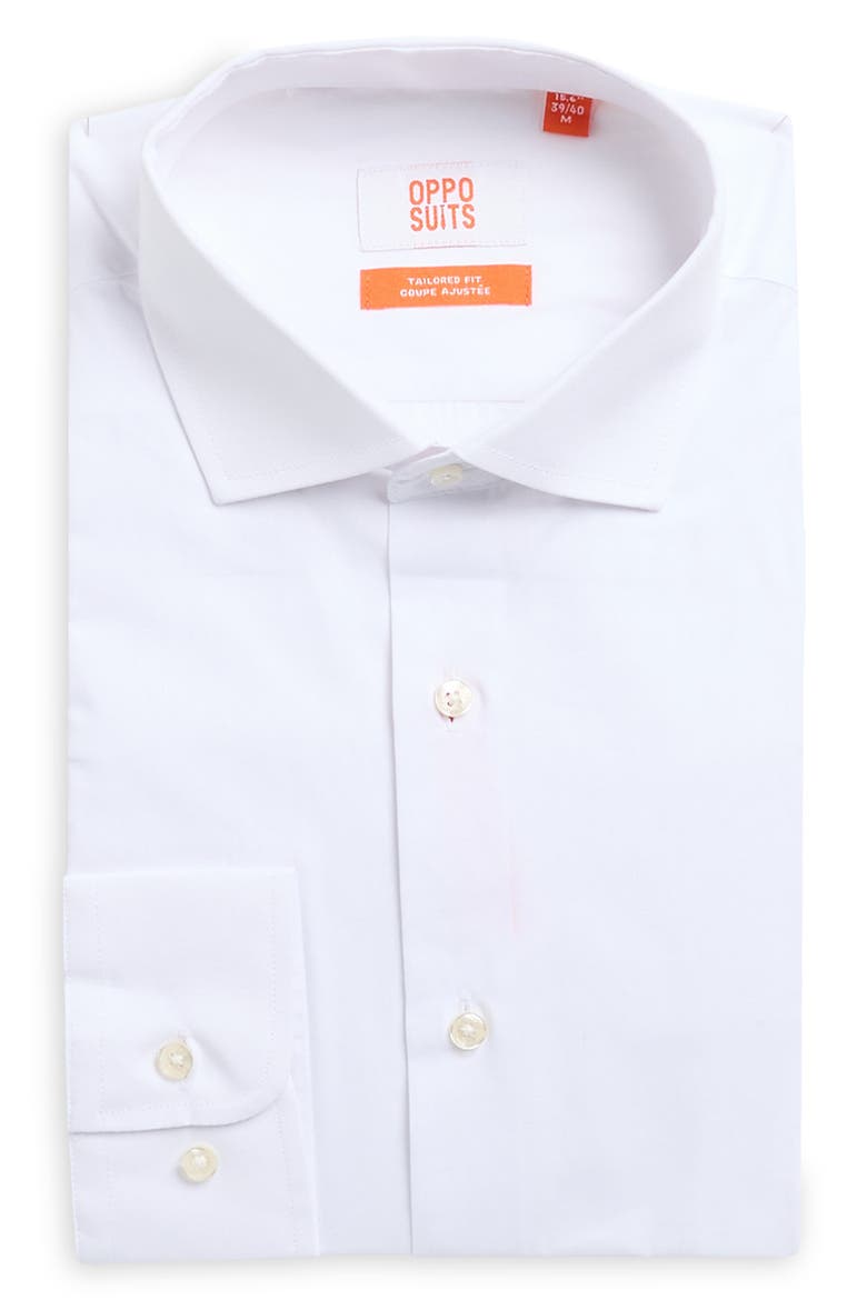 White Knight Modern Tailored Fit Wrinkle Resistant Button-Up Shirt, Alternate, color, WHITE