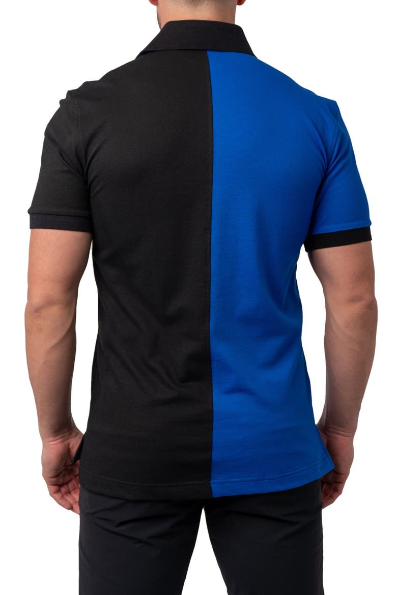 Mozartsplit Regular Fit Colorblock Egyptian Cotton Polo, Alternate, color, BLUE