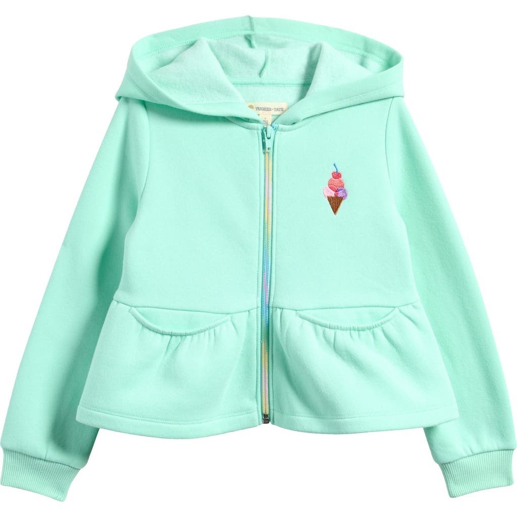 Shop Tucker + Tate Kids' Embroidered Peplum Zip-up Hoodie In Green Yucca Ice Cream