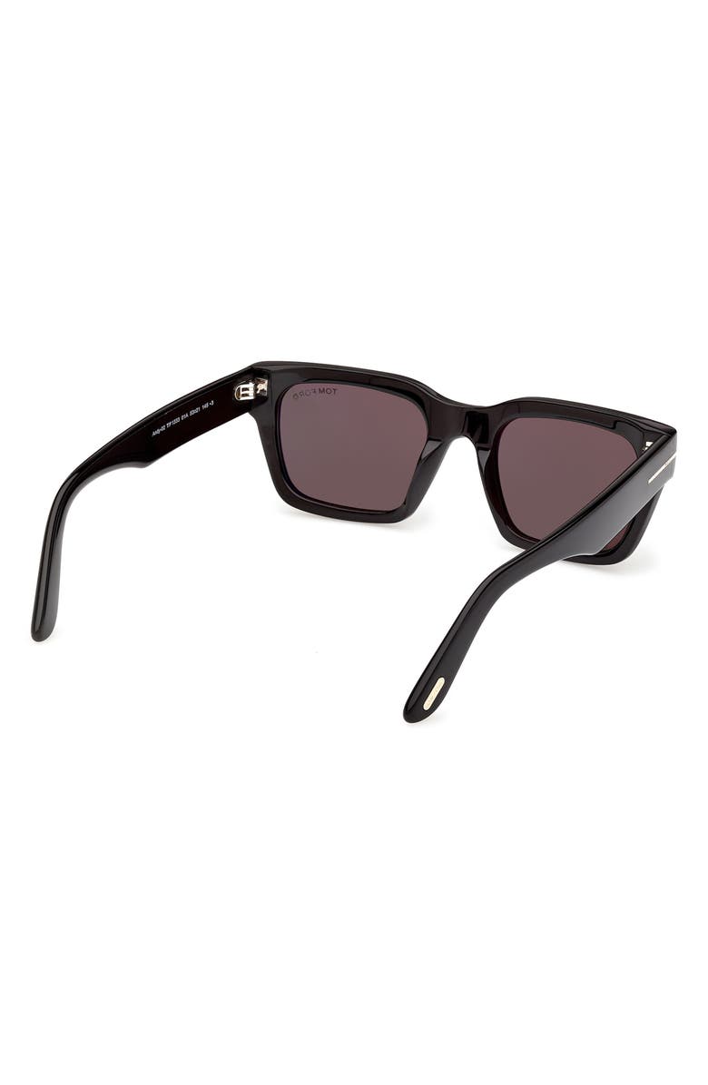 TOM FORD Andy 53mm Square Sunglasses, Alternate, color, Shiny Black / Smoke Lens