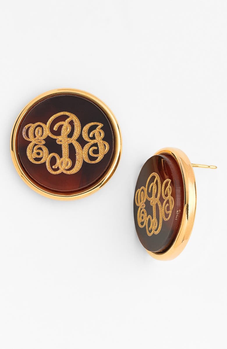 Moon and Lola 'Vineyard' Personalized Monogram Stud Earrings, Main, color, 