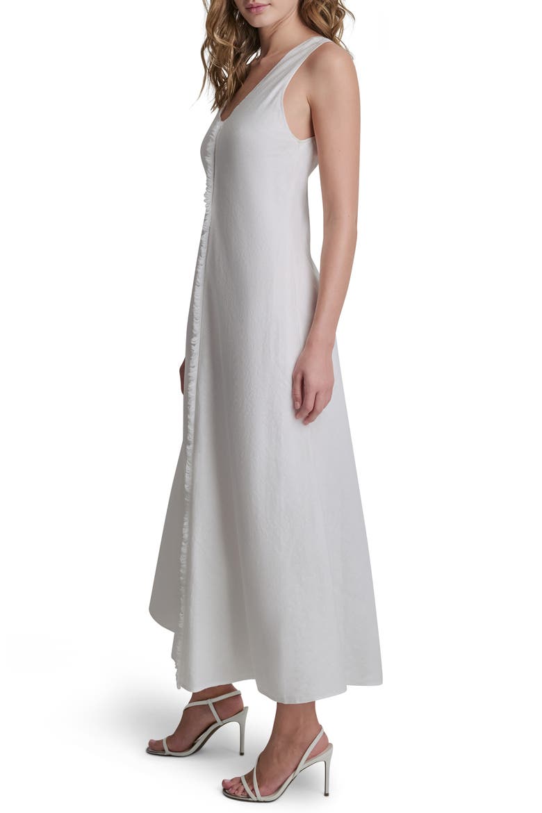 Fray Linen Dress, Alternate, color, WHITE