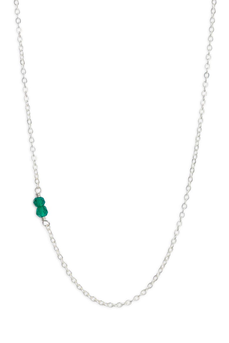 Semiprecious Stone Station Chain Necklace, Main, color, STERLING SILVER