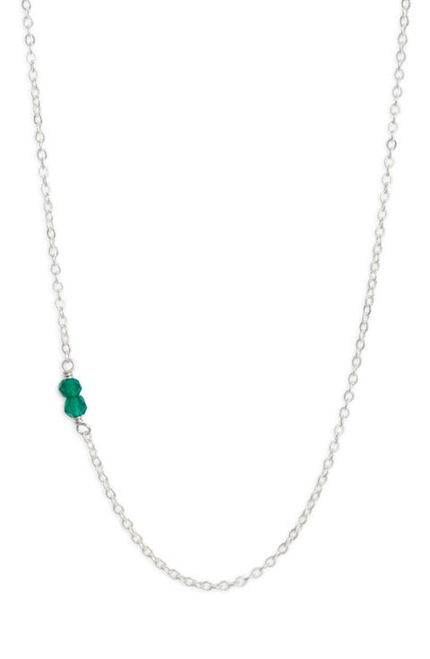 Semiprecious Stone Station Chain Necklace