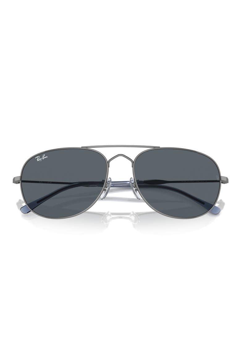 Bain Bridge 60mm Pillow Aviator Sunglasses, Alternate, color, GUNMETAL
