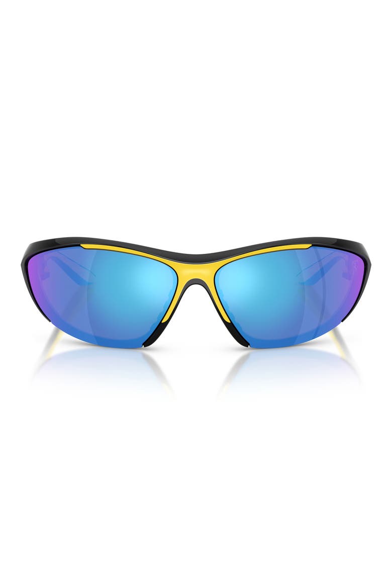 73mm Cat Eye Sunglasses, Main, color, BLACK SHINY / MIRROR BLUE