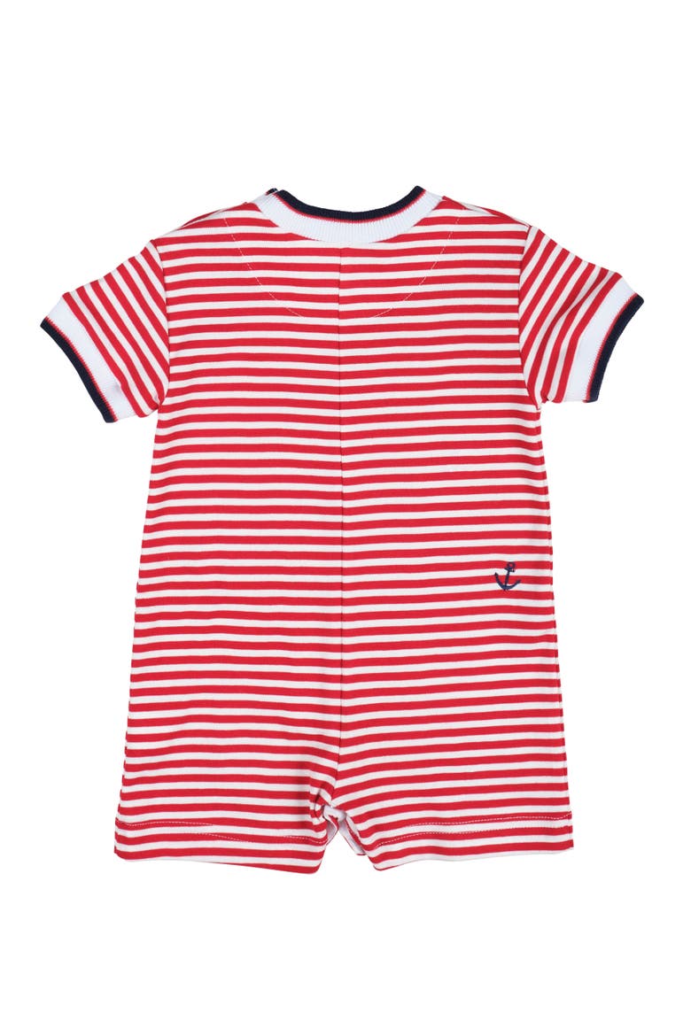Stripe Knit Shortall With Nautical Embroidery, Alternate, color, Red / White