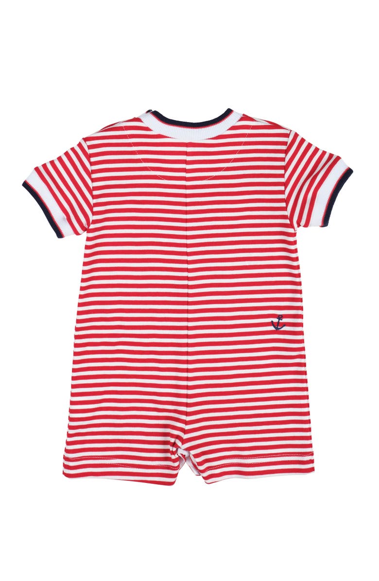Florence Eiseman Stripe Knit Shortall With Nautical Embroidery, Alternate, color, Red / White