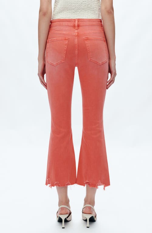 Bayeas Fray Hem Crop Flare Jeans In Burgundy