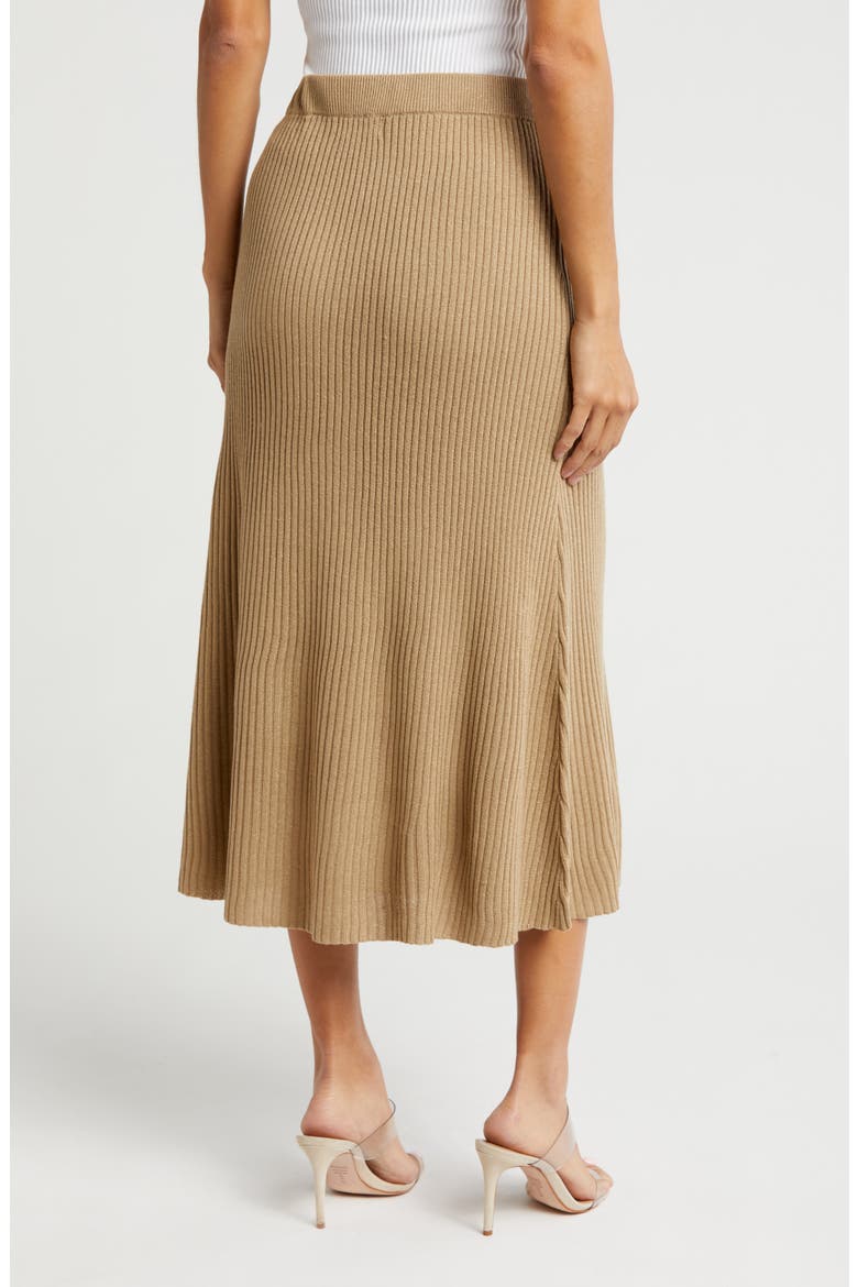 Ribbed A-Line Sweater Skirt, Alternate, color, BROWN GOLD