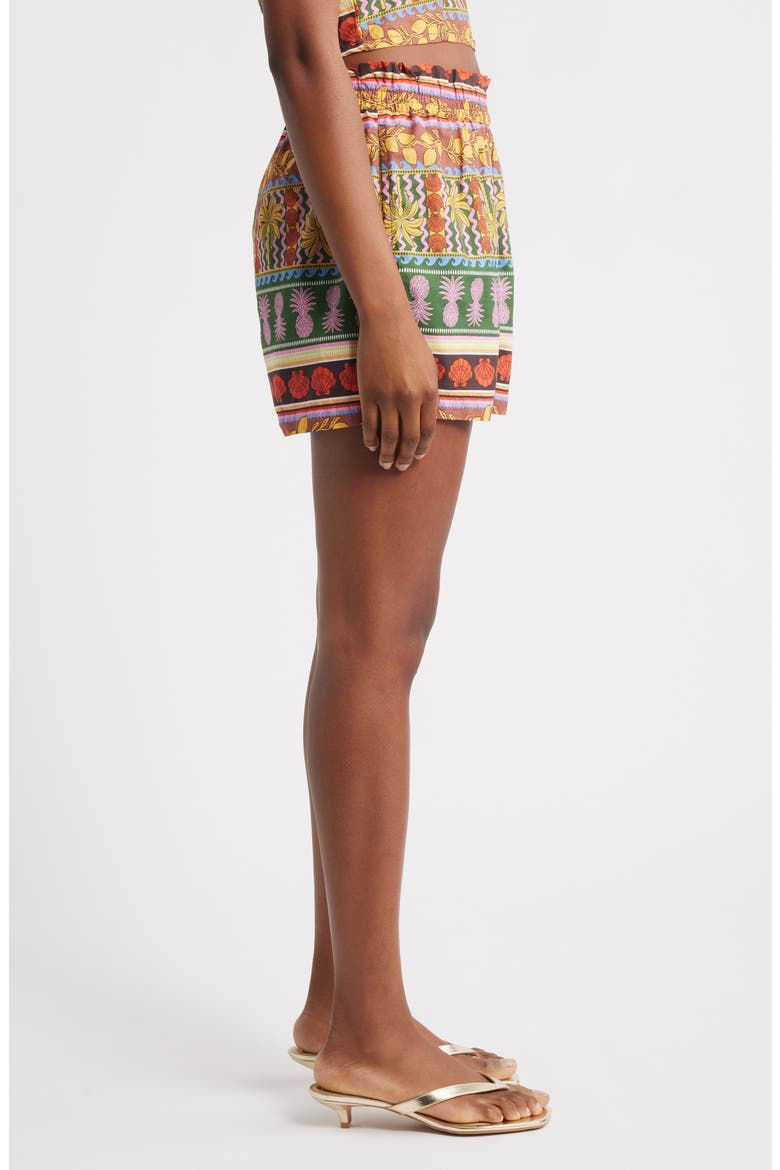 Truly Tropical High Waist Cotton Shorts, Alternate, color, CLOUD DANCER AOP TRO