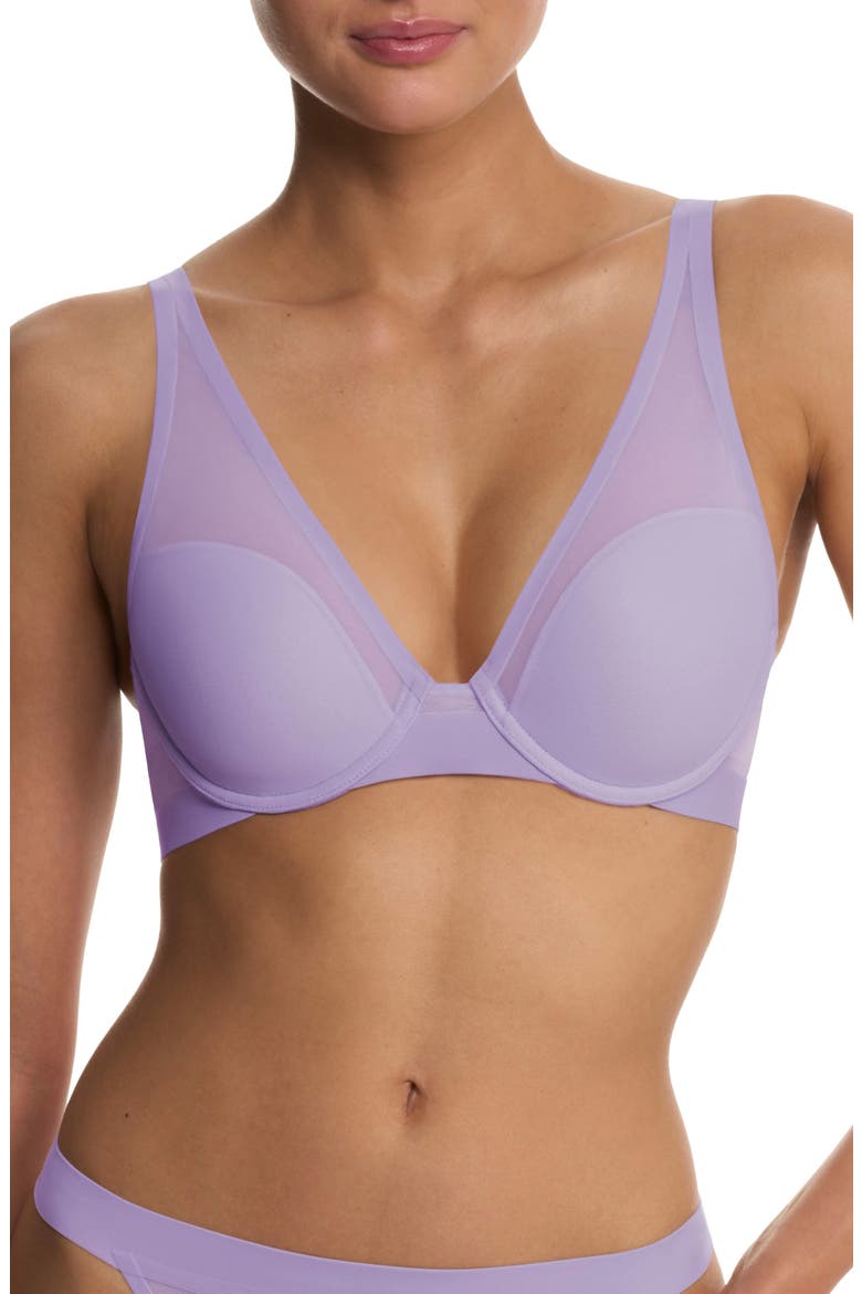 True Zen Mesh Plunge T-Shirt Bra, Main, color, PURPLE PEARL