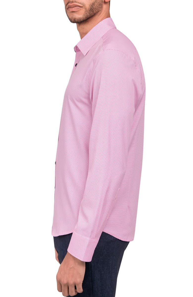 CONSTRUCT Slim Fit Micro Geo 4-Way Stretch Performance Long Sleeve Shirt, Alternate, color, Pink