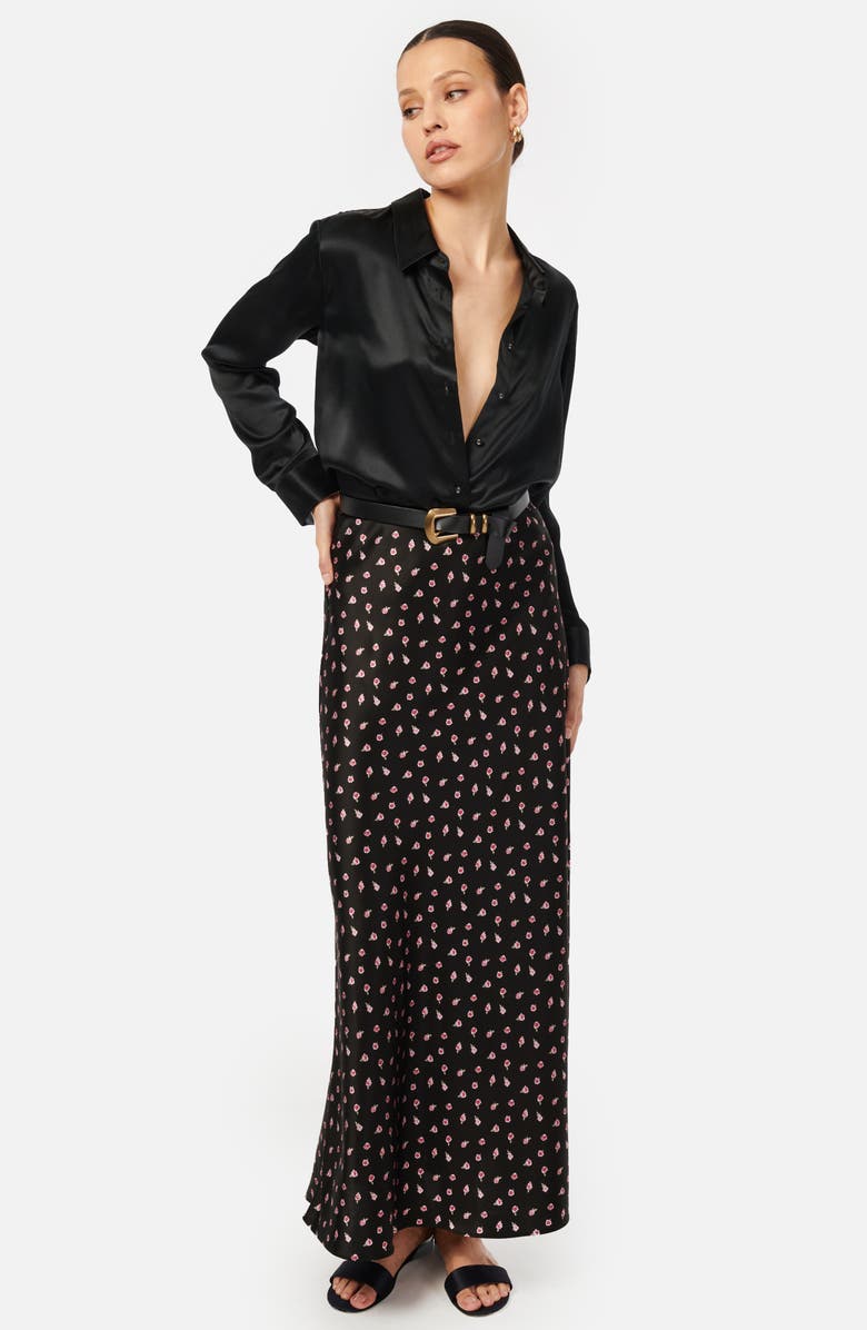 CAMI NYC Prue Polka Dot Satin Maxi Skirt, Alternate, color, 
