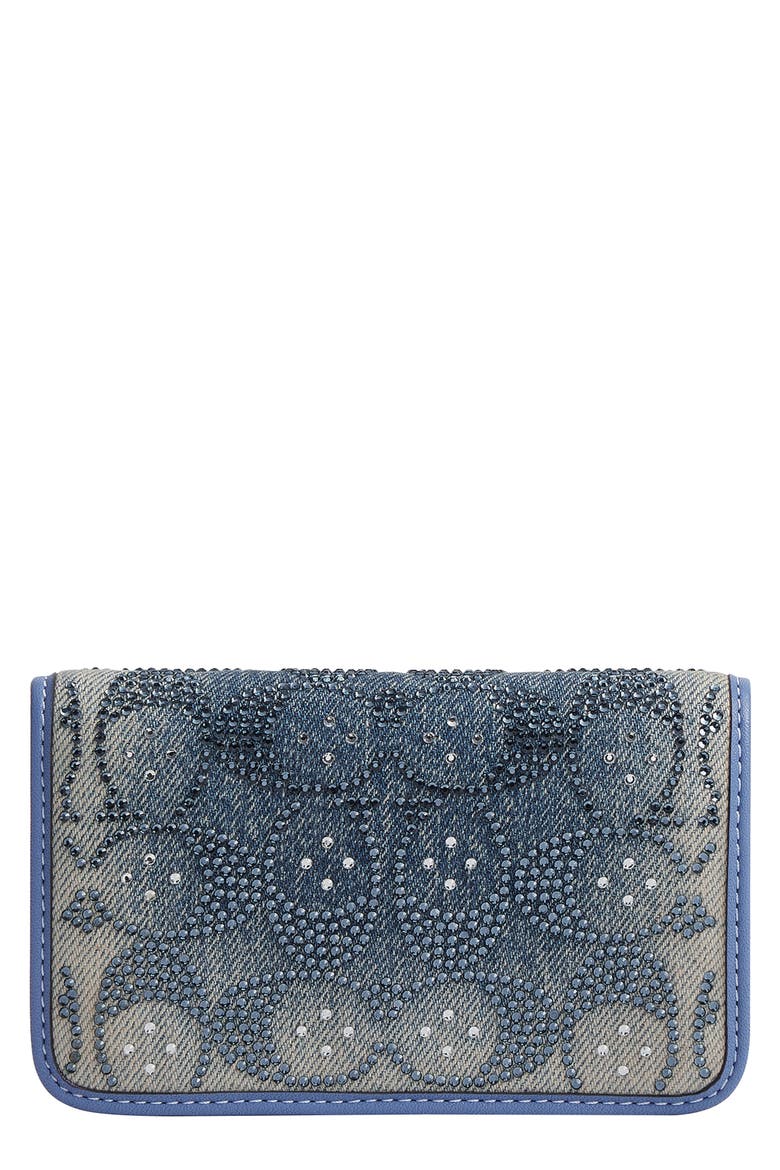 Crystal Signature Denim Slim Card Case, Main, color, DENIM
