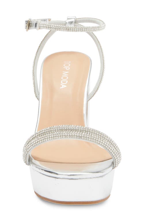Top Guy Shoes Eleanor Metallic Platform Sandal In Silver Met