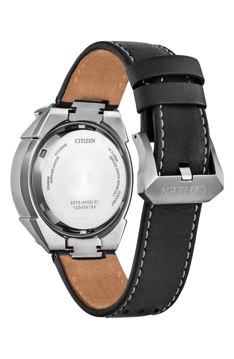 Citizen Promaster Tsuno Chronograph Racer Super Titanium<sup>™</sup> Leather Strap Watch, 43.3mm, Alternate, color, 