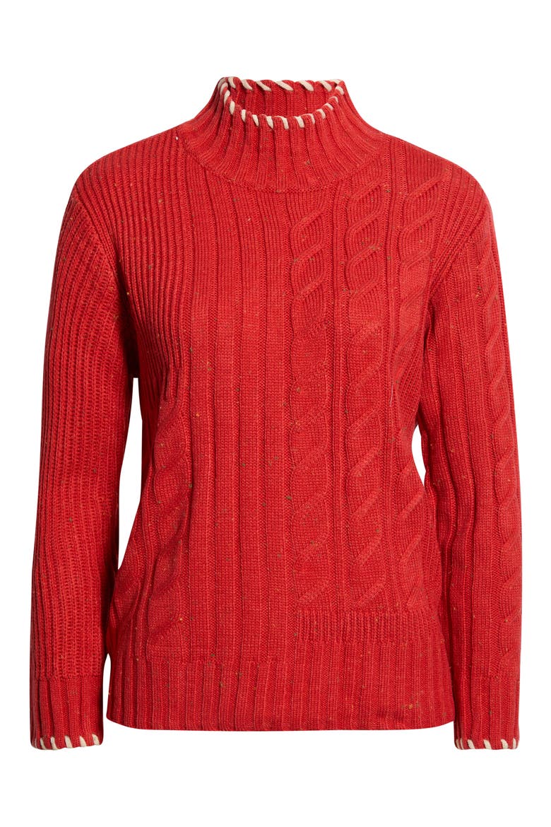 Cable Stitch Mock Neck Sweater, Main, color, SUNRISE