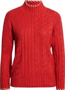 Wit & Wisdom Cable Stitch Mock Neck Sweater