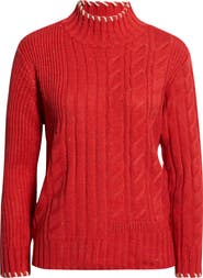 Wit & Wisdom Cable Stitch Mock Neck Sweater