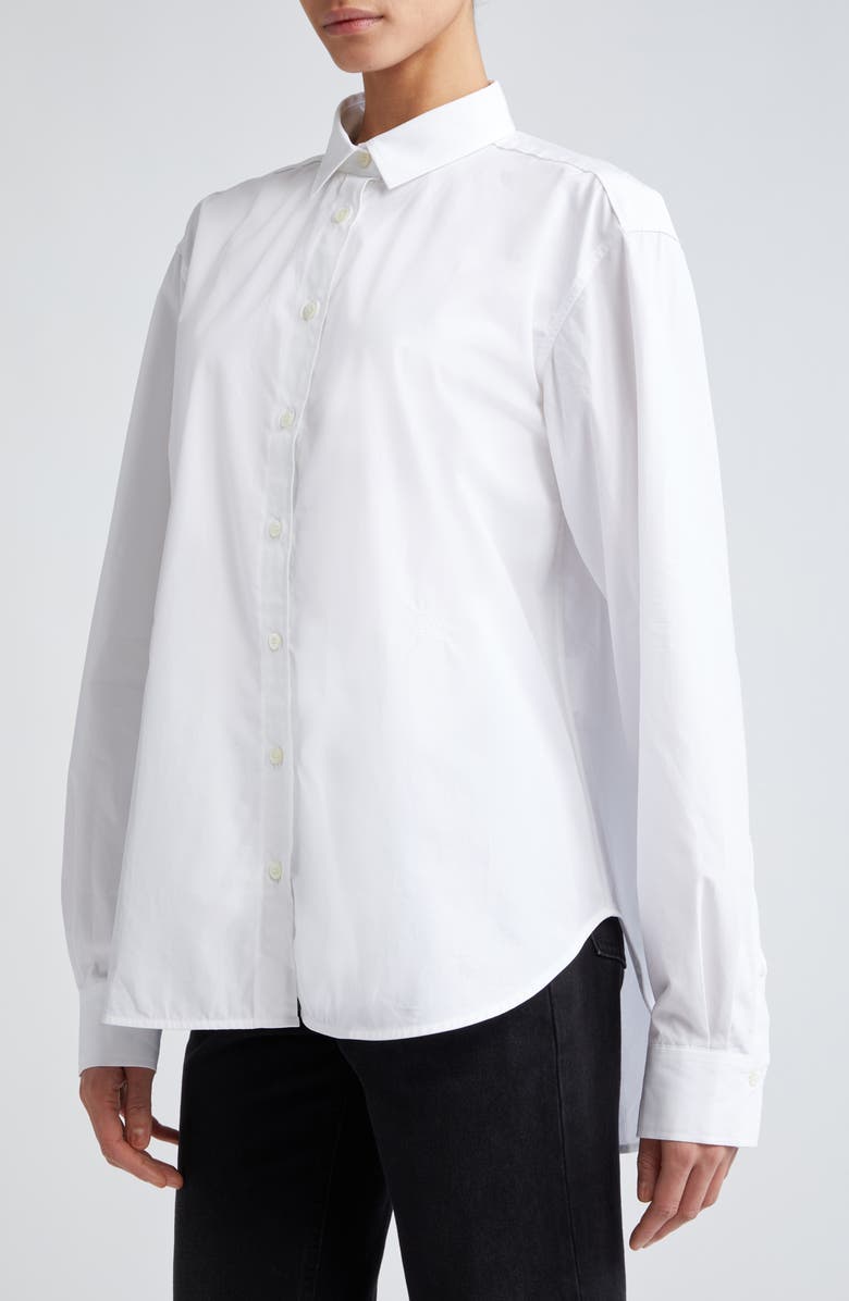 TOTEME Signature Organic Cotton Poplin Button-Up Shirt, Alternate, color, White