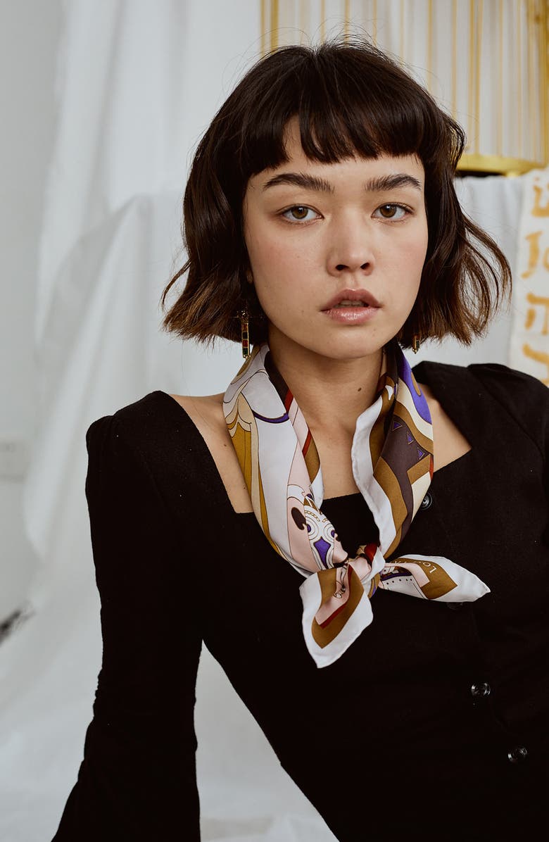 Lost Pattern The Kiss Silk Bandana, Alternate, color, 