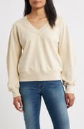 CITY BLUES Zip Detail Ruched Sleeve Sweatshirt