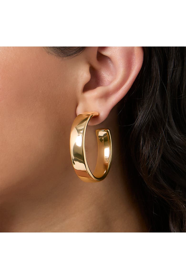 Textured Half Hoop Earrings, Alternate, color, Gold