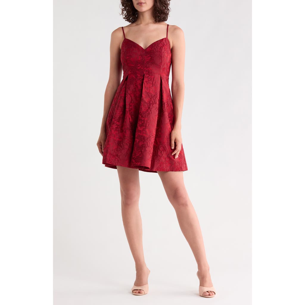 Chelsea28 Floral Jacquard Fit & Flare Minidress In Red Cinder