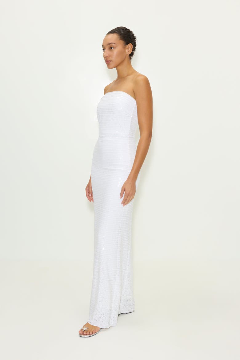 Sculpty Strapless Piano Sequin Dress, Alternate, color, Macadamia