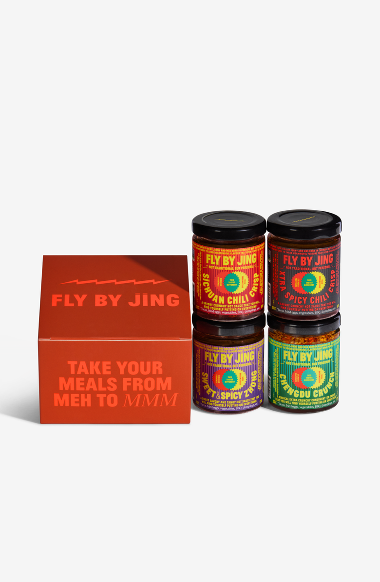 Fly by Jing Mini Sampler Set of Chili Sauces, Main, color, Red Box