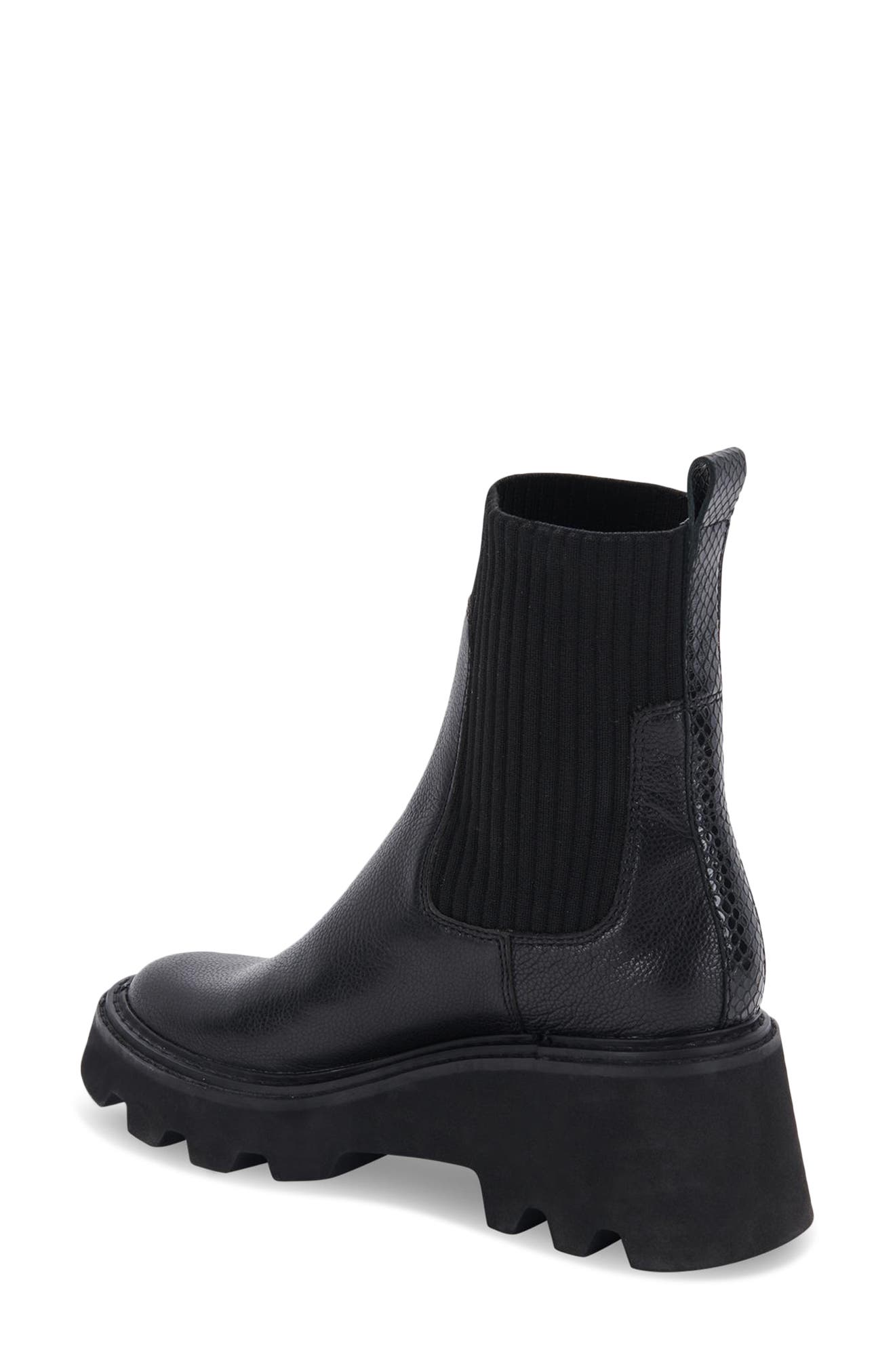 Dolce Vita Hoven H2O Waterproof Platform Lug Sole Bootie, Alternate, color, Black Leather H2o
