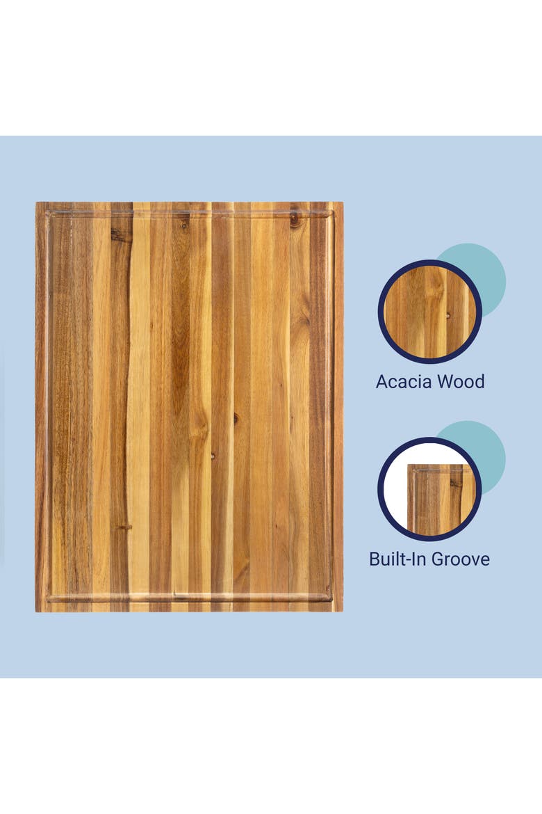 Eldridge Extra Large Handcrafted Acacia Wood Grain Thick Reversible Cutting Board with Juice Grooves, Alternate, color, Natural