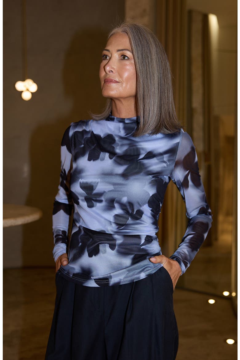 Salem Print Top, Alternate, color, BLUE ABSTRACT FLORAL