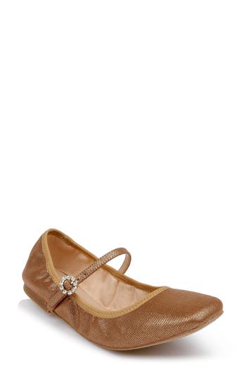 Jewel Badgley Mischka Kaya Mary Jane Flat In Gold Metallic