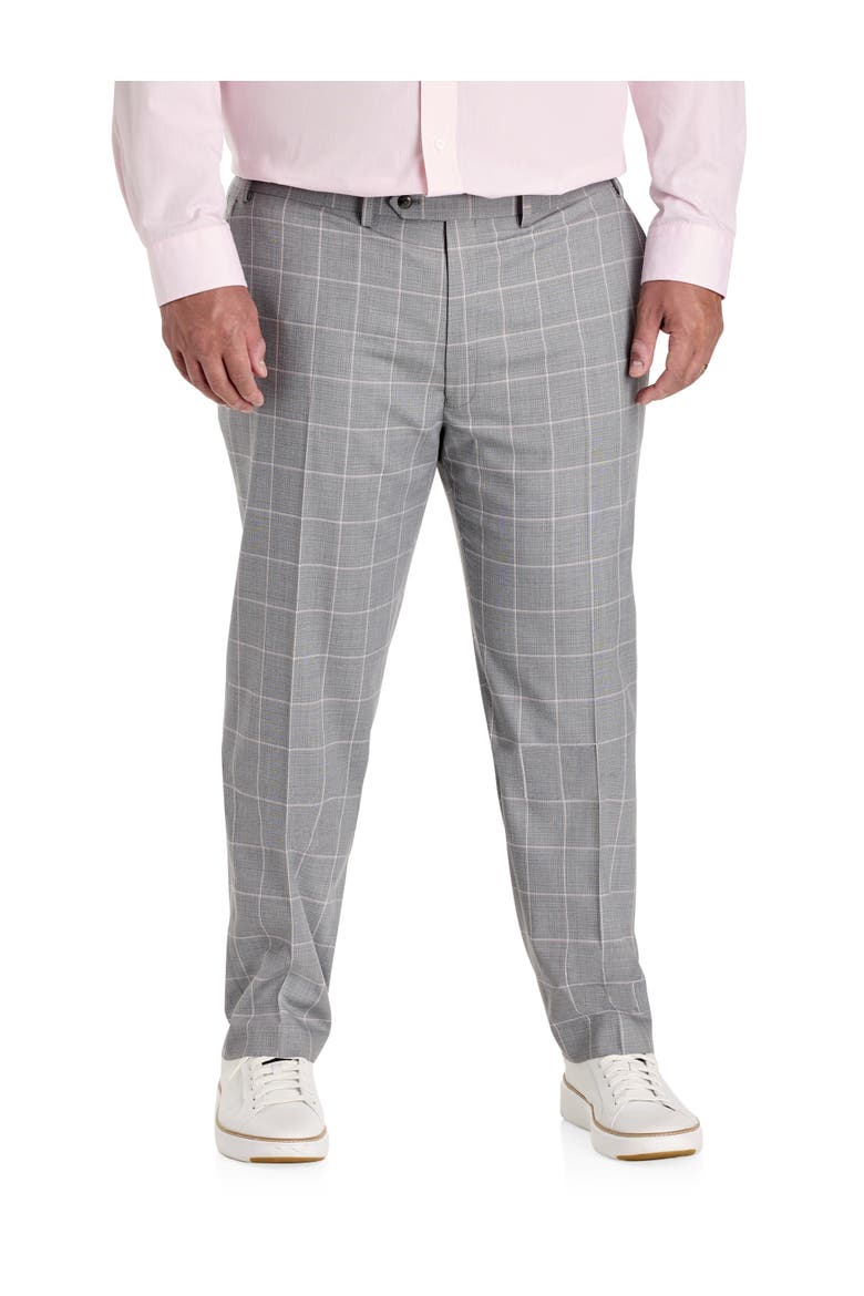 Big & Tall Windowpane Suit Pants, Main, color, GREY