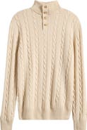 Aurélien Cable Merino Wool Half Placket Sweater